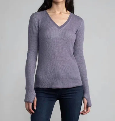 Margaret O'leary Shirttail Waffle Top In Haze Fog