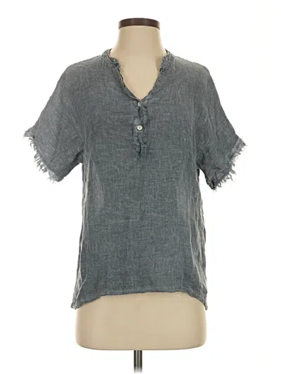 Pre-owned Margaret O'leary Short Sleeve Blouse In Gray