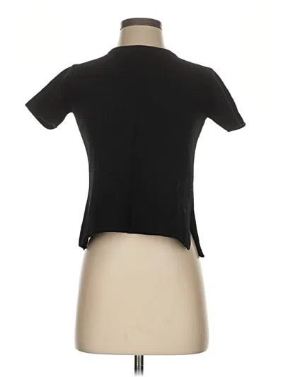 Pre-owned Margaret O'leary Short Sleeve Top Black Mock Neckline Tops
