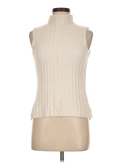 Pre-owned Margaret O'leary Sleeveless Top Ivory Turtleneck Tops In White