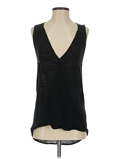 Pre-owned Margaret O'leary Tank Top Black Plunge Neckline Tops