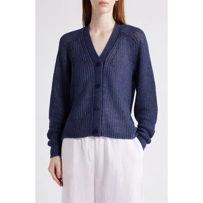Margaret O'leary The Beach Linen Cardigan In Navy