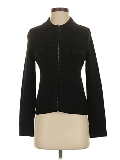 Pre-owned Margaret O'leary Wool Cardigan Sweater In Black