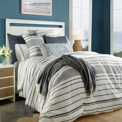 Margaritaville Belize Duvet Set – White & Navy Cotton | 1 Duvet Cover + Euro Shams | Inserts Not Included In Green