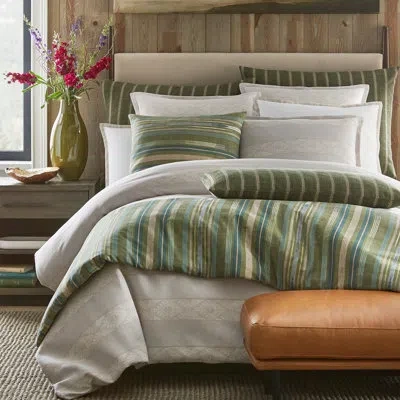 Margaritaville Big Sky Duvet Set – Natural And Sand Cotton | 1 Duvet Cover + Euro Shams | Inserts Not Included In Green