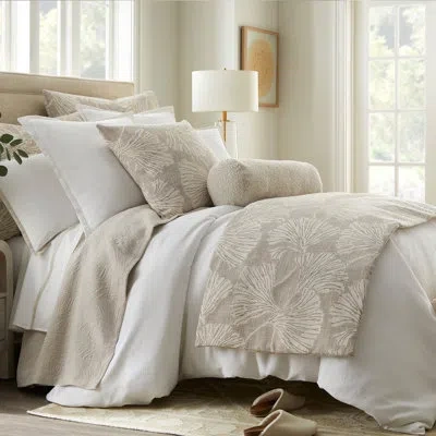Margaritaville Florus Pebble Woven Chenille Luxe Padded Throw Made-to-order In Neutral