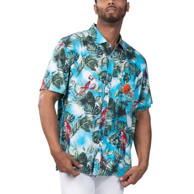 Margaritaville Light Blue Cleveland Browns Jungle Parrot Party Button-up Shirt