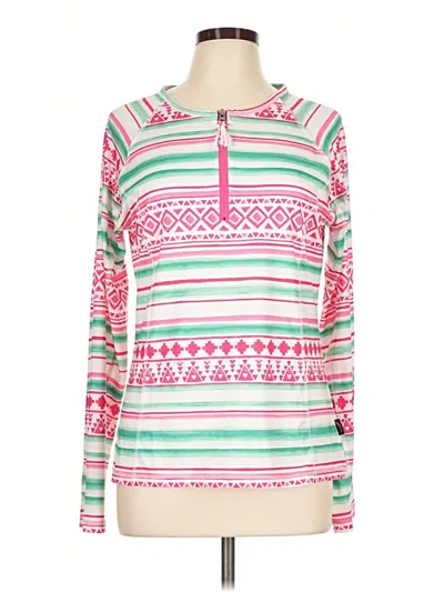 Pre-owned Margaritaville Long Sleeve Top Pink Keyhole Neckline Tops