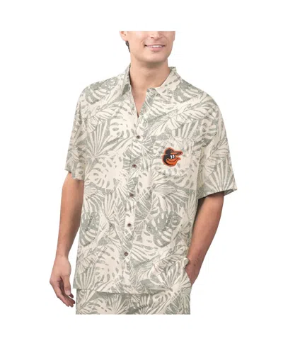 Margaritaville Men's Black Baltimore Orioles Monstera Print Party Button-up Shirt