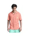 Margaritaville Coral New York Mets Linen Party Button-up Shirt In Orange