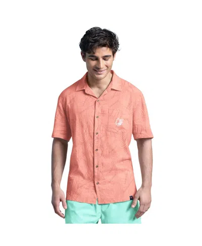 Margaritaville Coral New York Mets Linen Party Button-up Shirt In Orange
