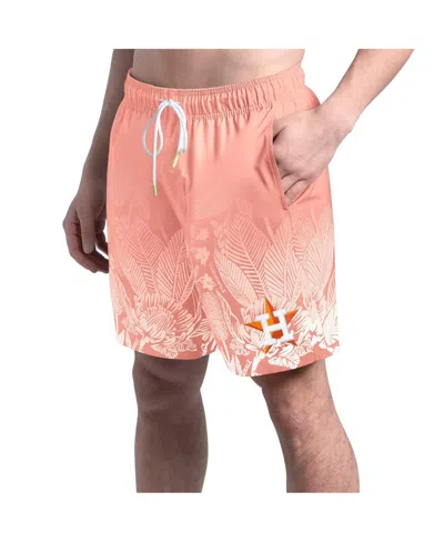 Margaritaville Men's Coral Houston Astros Lagoon Fiesta Swim Shorts In Neutral