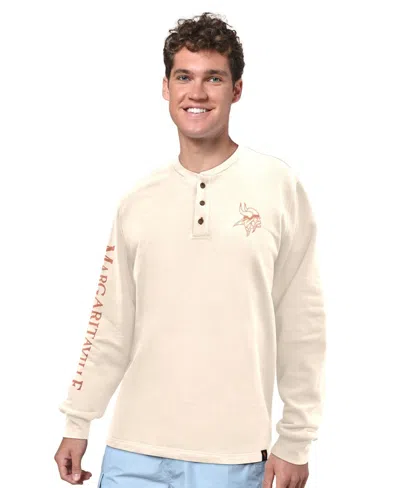 Margaritaville Men's Cream Minnesota Vikings Five O'clock Henley Long Sleeve T-shirt In White