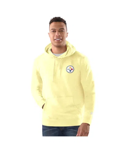Margaritaville Men's Gold Pittsburgh Steelers Time Flies Garment Dyed Pullover Hoodie In Yellow