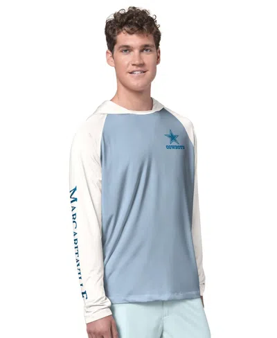 Margaritaville Men's Light Blue/cream Dallas Cowboys Sand, Sea, Sunsets Long-sleeve Rashguard Hoodie Pullover