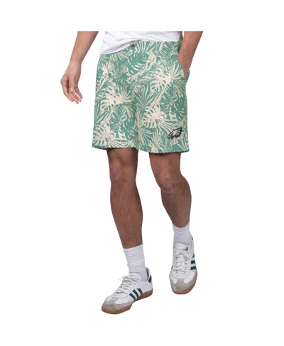 Margaritaville Men's Green New York Jets Sandwashed Monstera Print Amphib Shorts In Forest