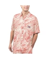 Margaritaville Tan San Francisco 49ers Sand Washed Monstera Print Party Button-up Shirt In Tan