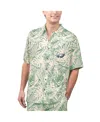 Margaritaville Men's Tan New York Jets Sand Washed Monstera Print Party Button-up Shirt In Tan