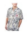 Margaritaville Men's Navy Boston Red Sox Monstera Print Party Button-up Shirt In Blue