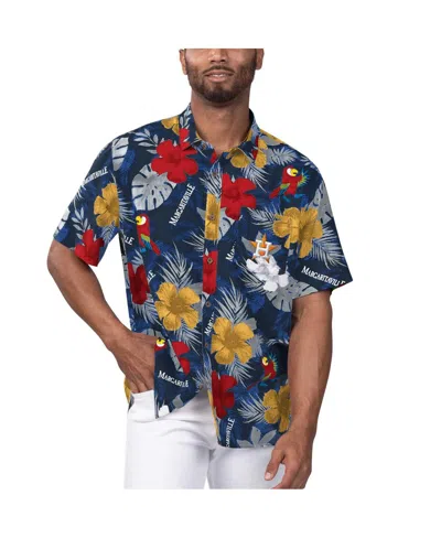 Margaritaville Men's Royal Los Angeles Dodgers Island Life Floral Party Button-up Shirt In Navy