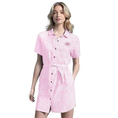 Margaritaville Pink Miami Dolphins Palm Linen Dress