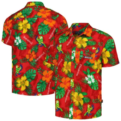Margaritaville Red Nascar Island Life Floral Party Full-button Shirt