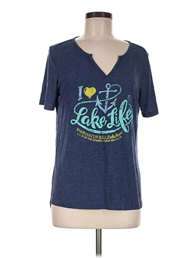 Pre-owned Margaritaville Short Sleeve Top Teal V-neck Tops