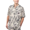 Margaritaville Men's  Tan Atlanta Falcons Sand Washed Monstera Print Party Button-up Shirt In Cream