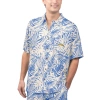 MARGARITAVILLE MARGARITAVILLE TAN LOS ANGELES CHARGERS SAND WASHED MONSTERA PRINT PARTY BUTTON-UP SHIRT