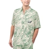 Margaritaville Tan Philadelphia Eagles Sand Washed Monstera Print Party Button-up Shirt In Cream