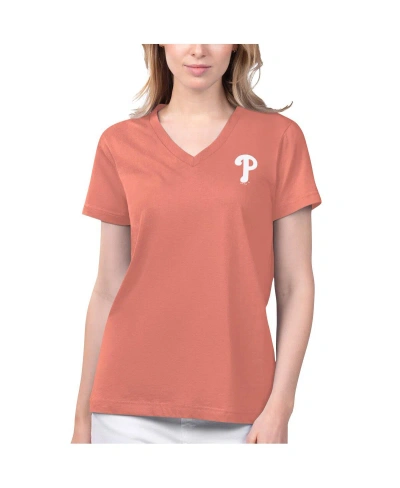 Margaritaville Women's  Coral Philadelphia Phillies Game Time V-neck T-shirt