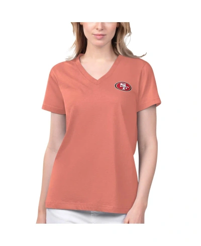 Margaritaville Women's  Coral San Francisco 49ers Game Time V-neck T-shirt