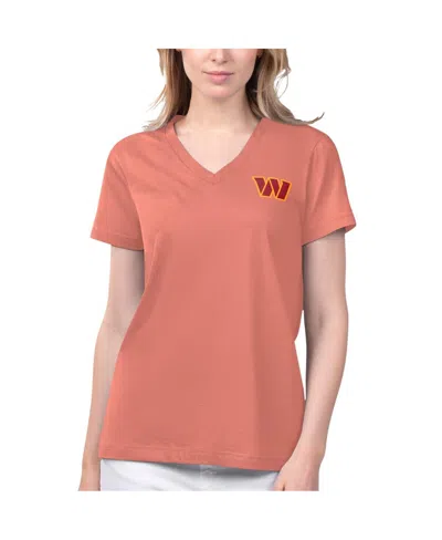 Margaritaville Women's  Coral Washington Commanders Game Time V-neck T-shirt In Orange