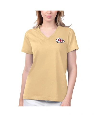 Margaritaville Women's  Gold Kansas City Chiefs Game Time V-neck T-shirt