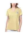 Margaritaville Women's  Gold Pittsburgh Steelers Game Time V-neck T-shirt In Gold