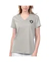 Margaritaville Women's  Gray Las Vegas Raiders Game Time V-neck T-shirt In Gray
