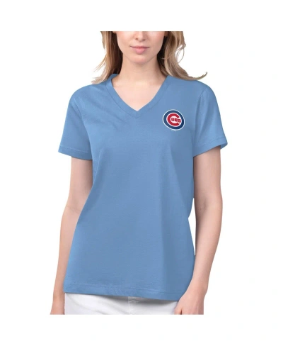 Margaritaville Women's  Light Blue Chicago Cubs Game Time V-neck T-shirt