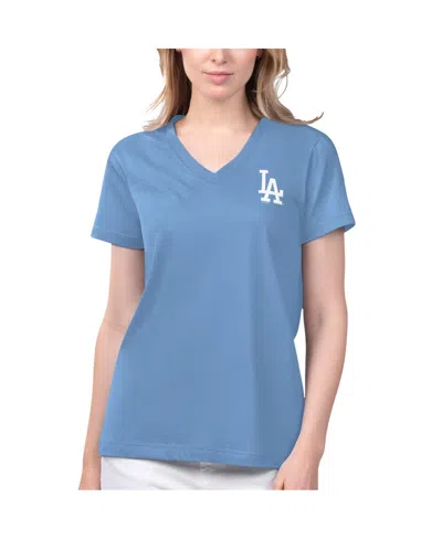 Margaritaville Women's  Light Blue Los Angeles Dodgers Game Time V-neck T-shirt
