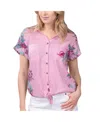 Margaritaville Women's Pink Miami Dolphins Stadium Tie-front Button-up Shirt In Pink
