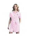 Margaritaville Women's Pink New York Yankees Palm Linen Dress In Gray