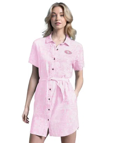Margaritaville Women's Pink San Francisco 49ers Palm Linen Dress