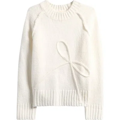 Margaux And Lexi Kids' Bow Soutache Pullover Sweater In White