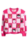 Margaux And Lexi Kids' Christmas Balloon Sleeve Sweater In Multi