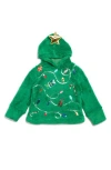 Margaux And Lexi Kids' Christmas Tree Faux Shearling Hooded Sweater In Green Combo Holiday