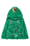 Margaux And Lexi Kids' Christmas Tree Faux Shearling Hoodie In Green