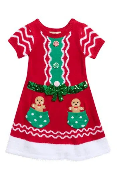 Margaux And Lexi Kids' Gingerbread Pocket Sweater Dress In Multi