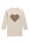 Margaux And Lexi Kids' Leopard Heart Sweater In Neutral