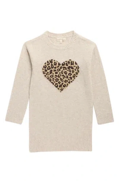 Margaux And Lexi Kids' Leopard Heart Sweater In Neutral