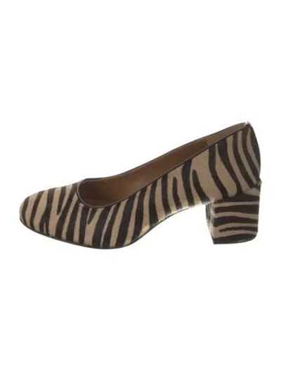 Pre-owned Margaux Leather Animal Print Pumps In Brown