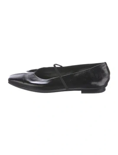 Pre-owned Margaux Leather Mary Jane Flats In Black